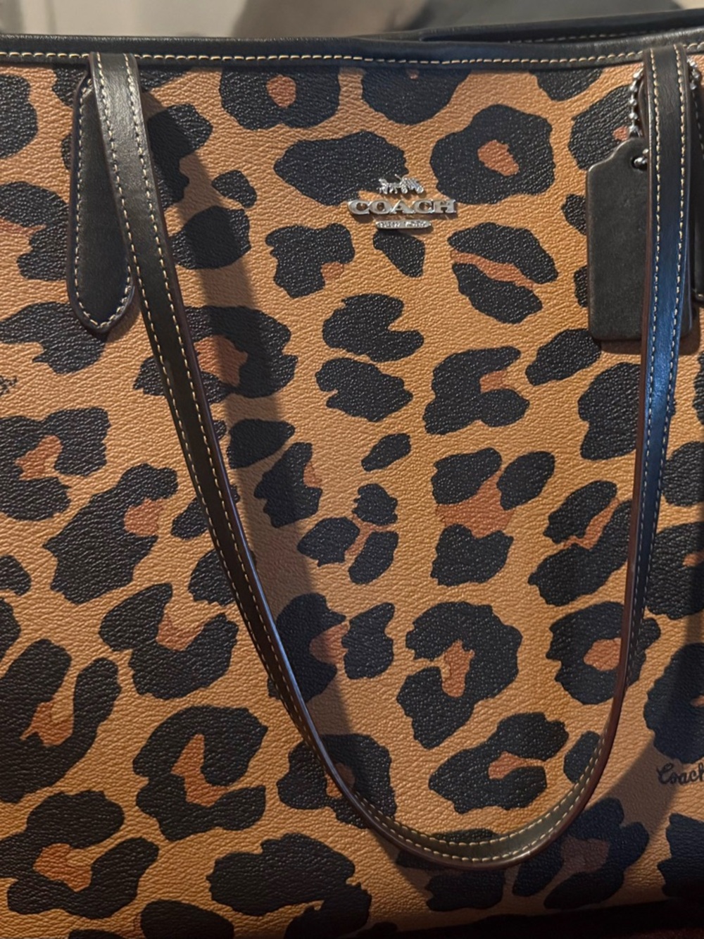 Vintage Coach Leopard Print Leather Tote - Brown/Black Excellent condition
